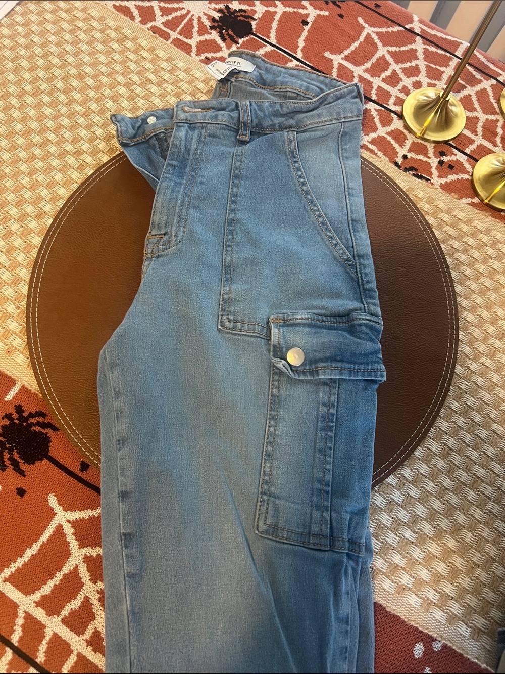 Forever 21 Light Blue Denim Boyfriend Cargo Jeans